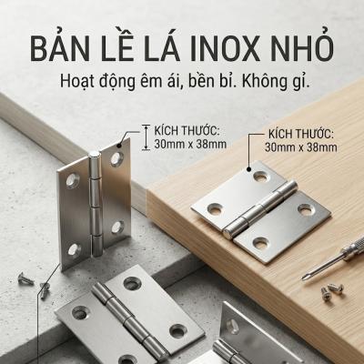 Bản Lề Lá Inox Mini (40mm - 100mm) Dành Cho Cửa Tủ, Hộp Gỗ